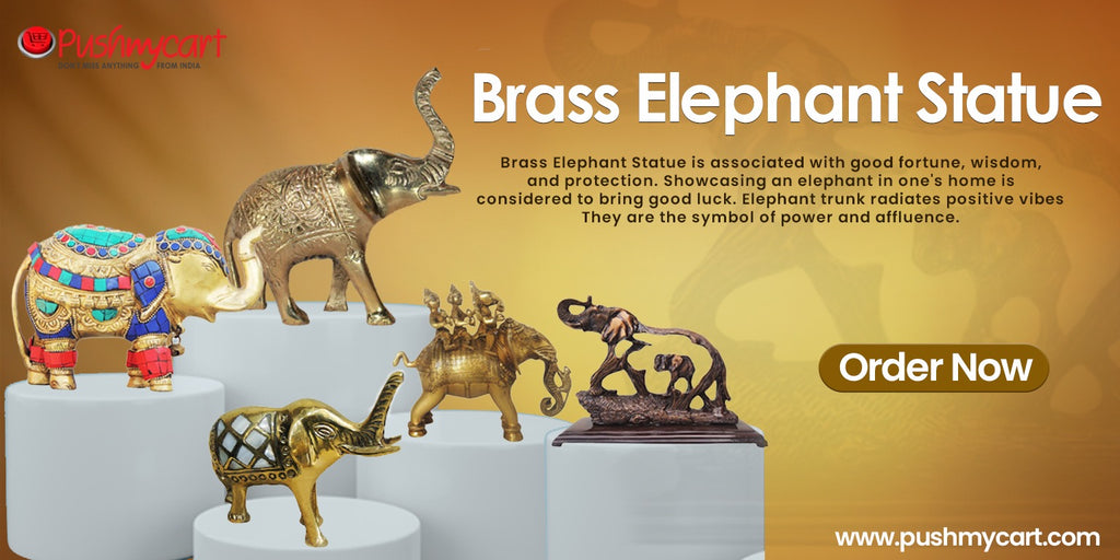 Brass Elephant Statue for Symbolism Good Fortune and Wisdom